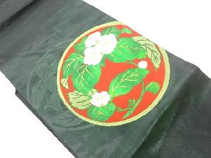 丸文に花葉模様織出し名古屋帯